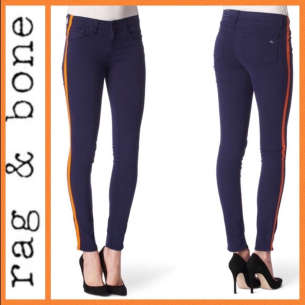 Rag & Bone Tuxedo Stripe Skinny Jean Orange
